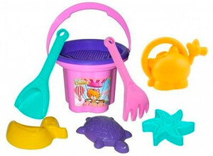 Развивающие игрушки: Набор для песка Цветочек 8 эл. с лейкой (фиолетовое ведро)