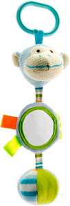 Развивающие игрушки: Погремушка с зеркальцем и колокольчиком (голубая), 23 см