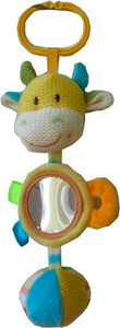 Развивающие игрушки: Погремушка с зеркальцем и колокольчиком (желтая), 23 см