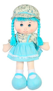 Ляльки: М'яконабивна лялька з косичками (блакитна), 51 см