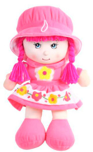Мягконабивная кукла в шапочке (розовая), 36 см