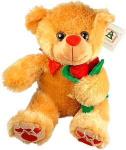 М'які іграшки: М'яка іграшка Ведмедик з трояндочкою, коричневий