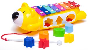 Розвивальні іграшки: Ксилофон-сортер на колесах (жовтий), BeBeLino