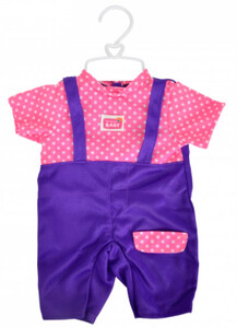 Одяг і аксесуари: Комбінезон з фіолетовими штанцями і аксесуари для пупса 38-43 см New Born Baby