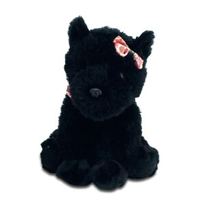 Мягкая игрушка Пёсик с бантом, чёрный, 16 см