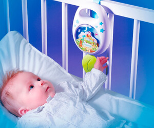 Игры и игрушки: Музыкальная подвеска Cotoons Спокойной ночи, механическая (голубой цвет) Smoby Toys