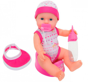 Ігри та іграшки: Пупс NBB з аксесуарами в малиновому комбінезоні, 30 см New Born Baby