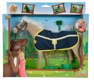Ігри та іграшки: Конячка бежева з попоною та аксесуарами, 25 см
