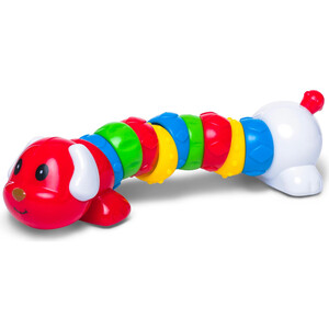 Розвивальні іграшки: Брязкальце Гнучкий щеня (червоний), BeBeLino, Червона голова