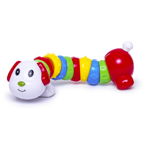Розвивальні іграшки: Брязкальце Гнучке щеня (біле), BeBeLino, Біла голова