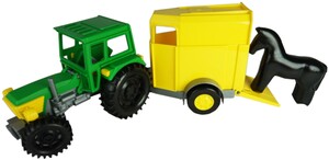Міська та сільгосптехніка: Трактор Фермер з жовтим причепом і конячкою