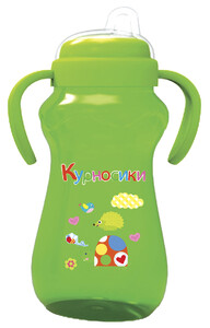 Поильники, бутылочки, чашки: Поилка-непроливайка с силиконовым носиком (зеленая), 300 мл