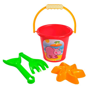 Развивающие игрушки: Набор для песка (красное ведро), 4 элемента