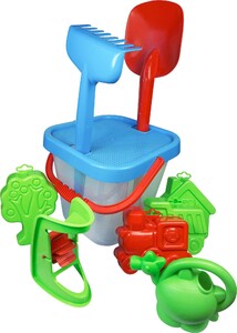 Развивающие игрушки: Большой набор для песка Юниор с прозрачным ведром (10 эл.) Wader