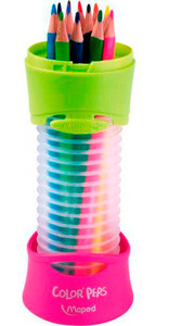Карандаши цветные Color Peps Flex Box, 12 цветов, раздвижной пенал (розовый)
