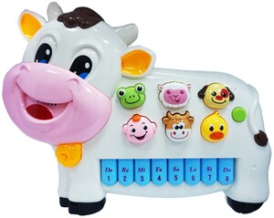 Развивающие игрушки: Интерактивная панель Музыкальная коровка (розовая), BeBeLino, роз