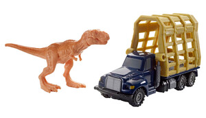 Машинки: T.Rex trailer. Машинка-транспортер с фигуркой динозавра, Jurassic World