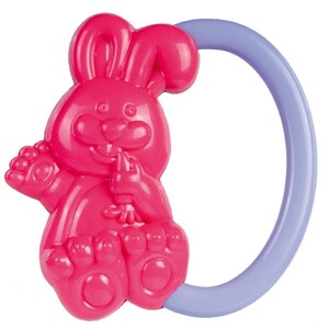 Ігри та іграшки: Погремушка Зайчик (красный с фиолетовой ручкой), Canpol babies