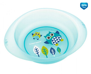 Детская посуда и приборы: Детская тарелка пластиковая Сова, бирюзовая, Canpol babies