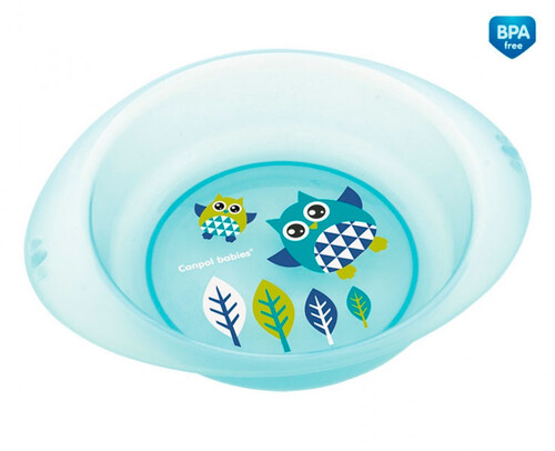 Тарілки: Детская тарелка пластиковая Сова, бирюзовая, Canpol babies