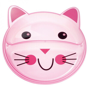 Тарілки: Тарелка с двумя отделениями Зверюшки, розовый котик, Canpol babies