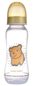 Поїльники, пляшечки, чашки: Бутылочка с узким горлышком, 250 мл, желтый медведь, Canpol babies