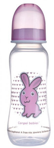 Бутылочки: Бутылочка с узким горлышком, 250 мл, розовый зайчик с сердечками, Canpol babies