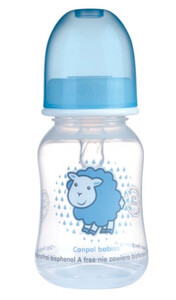Поїльники, пляшечки, чашки: Бутылочка с узким горлышком, 120 мл, прозрачно голубая, Canpol babies