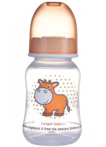 Бутылочка с узким горлышком, 120 мл, прозрачно оранжевая, Canpol babies