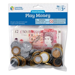 Сюжетно-рольові ігри: Іграшкові гроші "Англійські фунти і монети" (набір з 96 шт.) Learning Resources