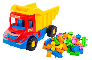 Машинки: Multi truck грузовик с конструктором (красно-синяя кабина), 38 см, Wader