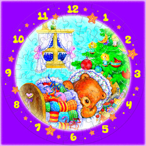 Классические: Пазл-часы Новогодние сны, Сборная модель из картона, Умная бумага