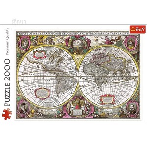 Пазли і головоломки: Пазл «Старовинна карта світу, 1630 р., Хенрік Хондіус», 2000 ел., Trefl