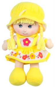 Ігри та іграшки: Мягконабивная кукла в шапочке (желтая), 36 см, Devilon