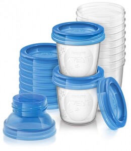 Детская посуда и приборы: Контейнеры для хранения грудного молока 10 шт. х 180 мл, Avent