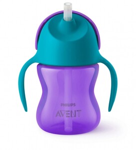 Поильники: Чашка с трубочкой (210 мл. 9+ ) фиолетовая Avent
