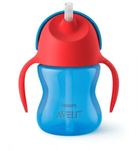 Поильники, бутылочки, чашки: Чашка с трубочкой (210 мл. 9+ ) голубая Avent
