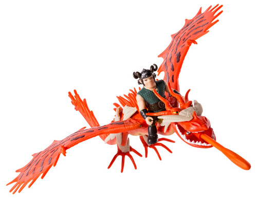 Герої мультфільмів: Дракон Кривоклык в броне с всадником Сморкалой, (21 см), Spin Master