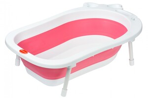 Принадлежности для купания: Детская ванночка складывающаяся бело-розовая BabaMama