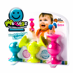 Игры и игрушки: Набір сенсорних брязкалець на присосках pipSquigz, 3 шт., Fat Brain Toys