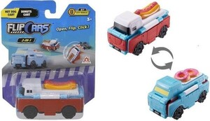 Ігри та іграшки: Машинка-трансформер Flip Cars 2 в 1 Автомобіль з десертами і Автомобіль з хот догами
