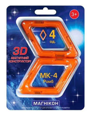 Магнітні конструктори: Додатковий набір Магнікон, магнітні ромби, 4 шт. (MK-4-РБ)