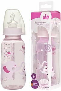 Бутылочки: Бутылочка анатомическая антиколиковая, силикон, розовая, от 6 мес., М, 250 мл, Nip