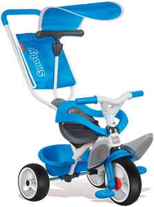 Детский транспорт: Детский велосипед с козырьком и багажником (синий)