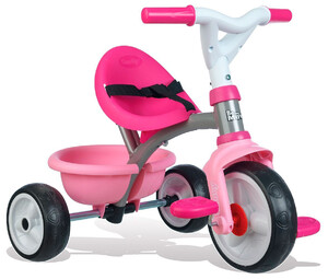 Велосипеды: Детский велосипед Be Move Comfort с багажником и сумкой (розовый), Smoby