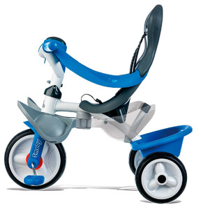 Дитячий транспорт: Дитячий велосипед Baby Balade, з козирком, багажником і сумкою (синій), Smoby