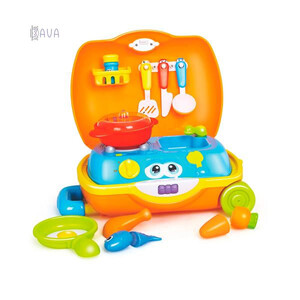 Іграшковий посуд та їжа: Ігровий набір «Валізка кухаря», Hola Toys