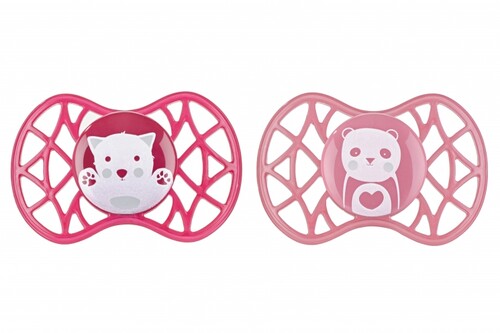 Пустушки: Пустушка Air55 Explore 6m+ ортодонтична (кіт, панда) рожева 2 шт. Nuvita