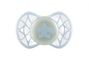 Пустышки и соски: Пустышка Air55 Cool 0m+ симметрическая  (светящаяся в темноте) "звезда" аквамарин Nuvita