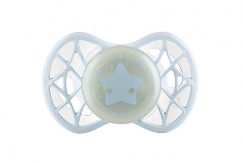 Пустушки: Пустушка Air55 Cool 0m+ ортодонтична (світиться в темряві) «зірка» аквамарин Nuvita